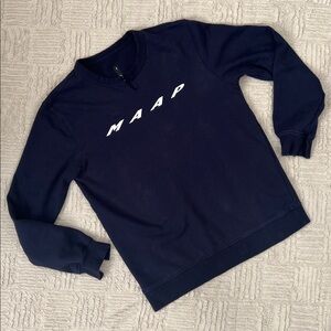 MAAP Evade Sweatshirt, crew-neck, navy with white logo, 100% cotton, Size XS